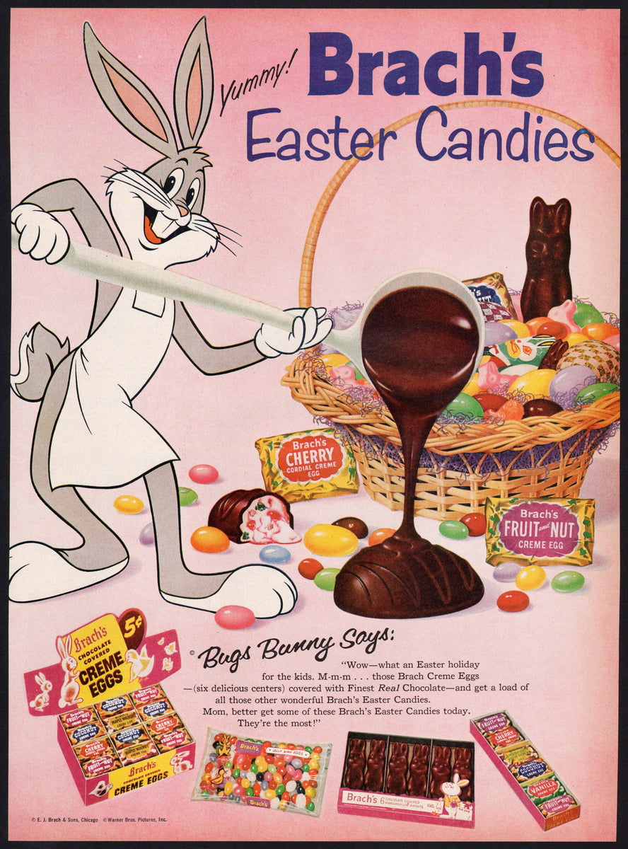 RARE! 1958 1950s BRACHS CANDY ROUND UP Toffee Spicettes Nougats = Print AD