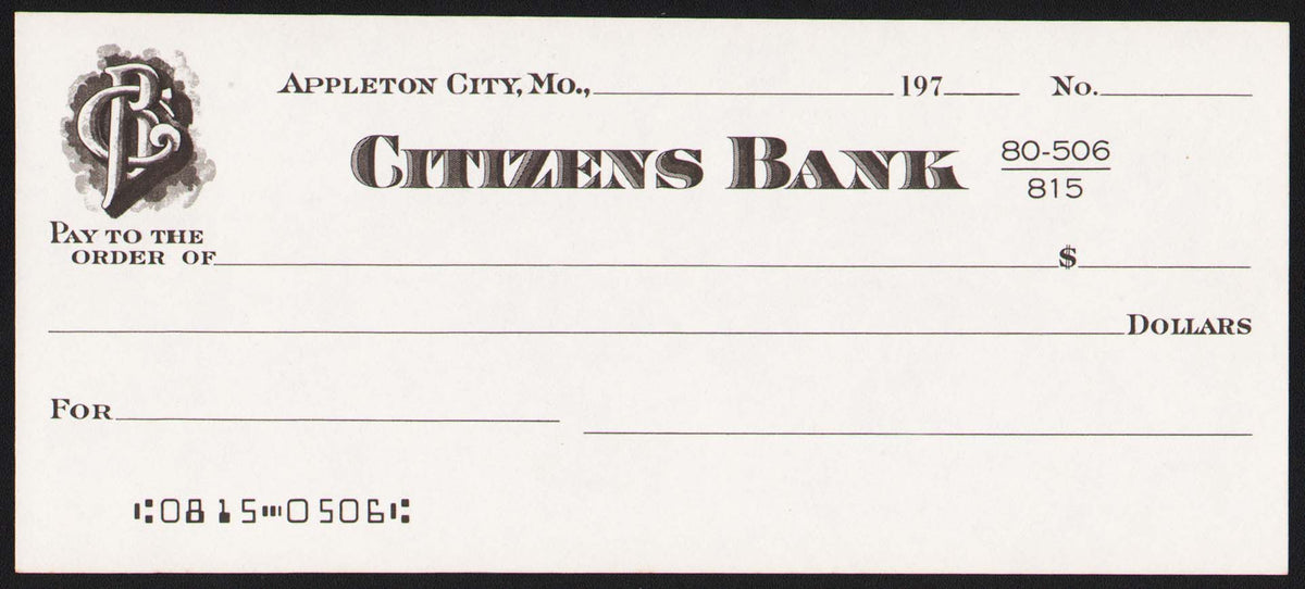 Citizens Bancshares First Citizens Cit Vintage Bank Check CITIZENS