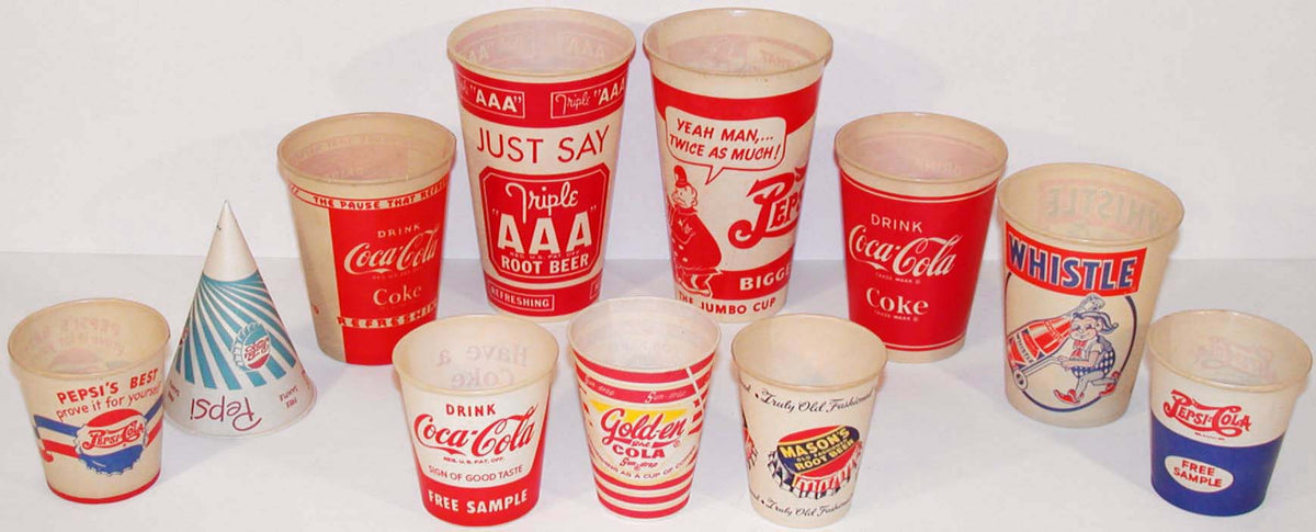 Vintage paper cups DR PEPPER Lot of 3 different new old stock n-mint+  condition