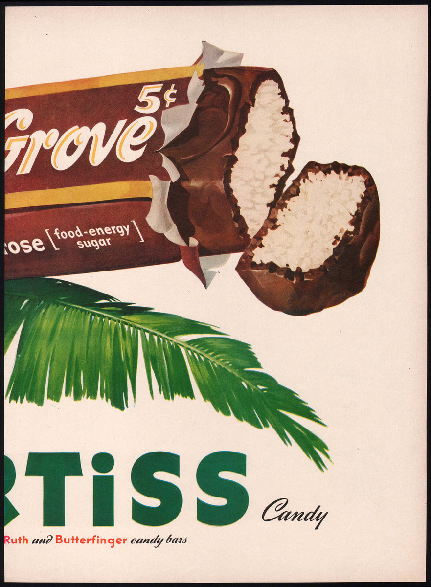 1956 Food Candy Brachs Burgandy 50s Vintage Print Ad Nut Jelly