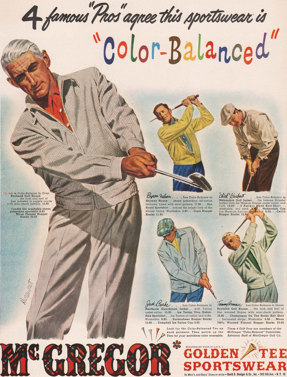Vintage magazine ad McGREGOR GOLDEN TEE SPORTSWEAR 1951 Jack Burke Tom –  Mistercola