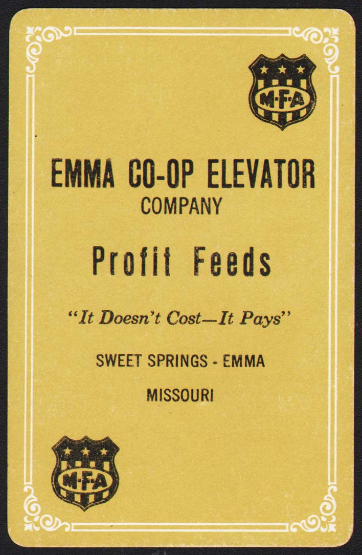 Vintage playing card MFA Emma Coop Elevator Profit Feeds Sweet Springs