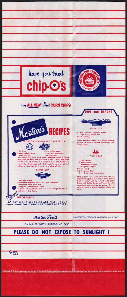 Vintage bag MORTONS POTATO CHIPS Dallas Ft Worth Lubbock El Paso Texas Mistercola