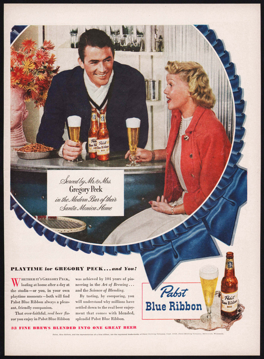Vintage magazine ad PABST BLUE RIBBON beer from 1948 Mr and Mrs