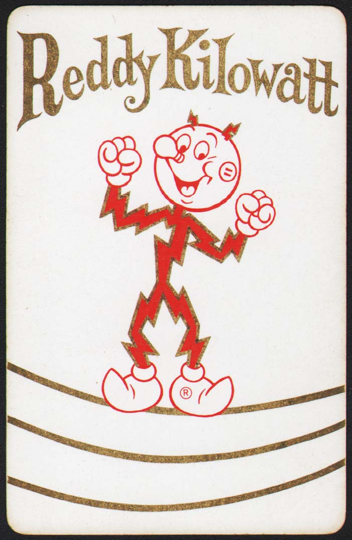 Vintage playing card REDDY KILOWATT white background with lighting