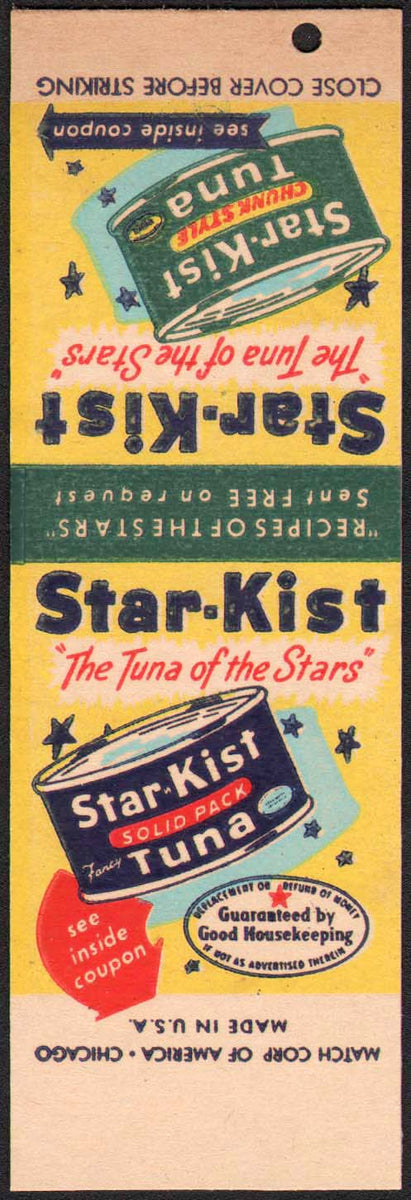 Vintage matchbook cover STAR KIST TUNA The Tuna of The Stars salesman –  Mistercola
