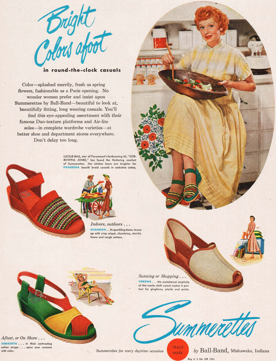 Vintage magazine ad SUMMERETTES shoes by Ball Band 1949 Lucille