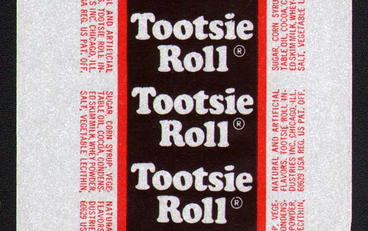 Vintage wrapper TOOTSIE ROLL Tootsie Roll Chicago Illinois new old sto Vintage wrapper TOOTSIE ROLL Tootsie Roll Chicago Illinois new old sto
