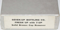 Vintage bottle opener 7 UP Fresh Up solid bronze in original box new old stock