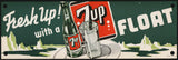 Vintage sign 7 UP Fresh Up with a 7Up Float bubble girl bottle pictured unused