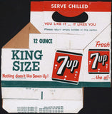Vintage soda pop bottle carton 7 UP 6 pack King Size 12oz size Fresh Up used