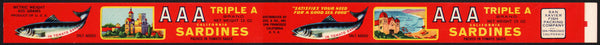 Vintage label AAA TRIPLE A California Sardines Ziel and Co San Francisco n-mint+