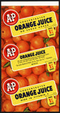Vintage label A & P Orange Juice 1 1/2 Quarts 1959 New York NY unused n-mint+