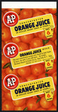 Vintage label A & P Orange Juice 6 Servings 1959 New York NY new old stock n-mint+