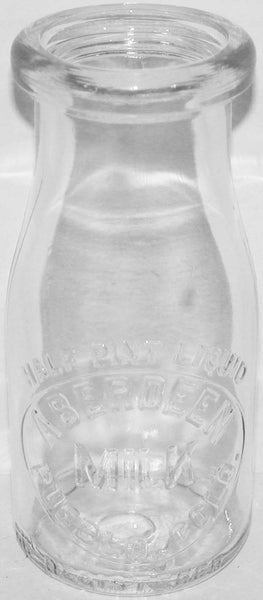 Vintage milk bottle ABERDEEN MILK round embossed half pint Pueblo Colorado n-mint