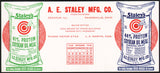 Vintage ink blotter A E STALEY MFG bags October 1948 L E Martin Painesville Ohio