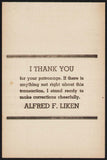 Vintage receipt ALFRED F LIKEN Massey Harris Phone 2811 Sebewaing Michigan n-mint