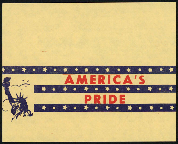 Vintage label AMERICAS PRIDE shoe box Statue Of Liberty pictured unused n-mint+