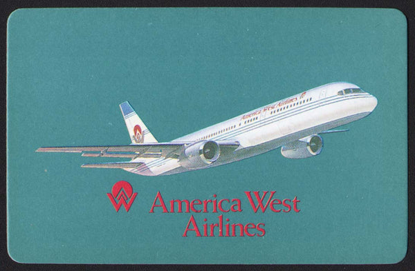 Vintage playing card AMERICA WEST AIRLINES Boeing 737 jet pictured Tempe Arizona