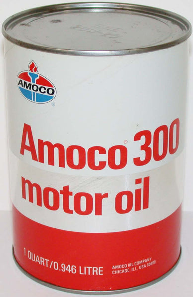 Vintage motor oil can AMOCO 300 torch logo pictured round one quart size n-mint