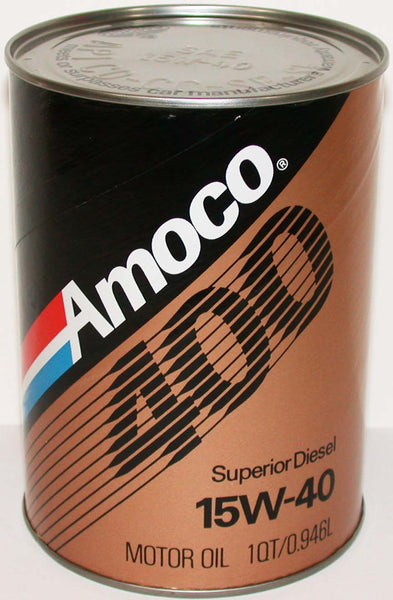 Vintage motor oil can AMOCO 400 Superior Diesel round one quart size n-mint condition