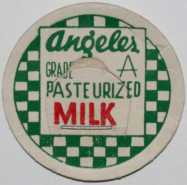 Vintage milk bottle cap ANGELES Pasteurized Milk Port Angeles Washington used