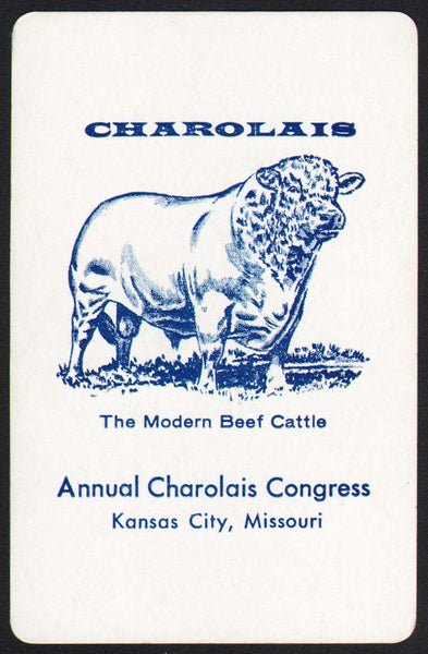 Vintage playing card ANNUAL CHAROLAIS CONGRESS cow pictured Kansas City Missouri