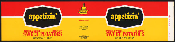 Vintage label APPETIZIN Sweet Potatoes Interstate Trading Co Dallas Texas unused