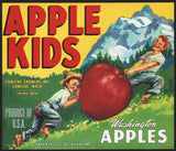 Vintage label APPLE KIDS Washington Apples Cowiche Growers Yakima unused n-mint+