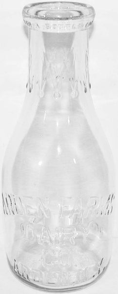 Vintage milk bottle ARDEN FARMS DAIRY CO dated 1946 TREQ embossed quart New York