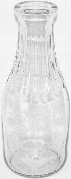 Vintage milk bottle ARSHAMOMAQUE DAIRY FARMS embossed TREQ Greenport Long Island