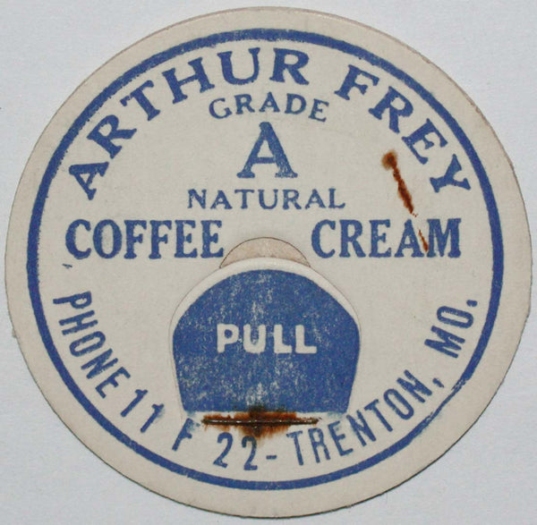 Vintage milk bottle cap ARTHUR FREY Coffee Cream Phone 11 F 22 Trenton Missouri