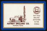 Vintage single playing card AUTREY DRILLING CO truck pictured blue Yoakum Texas