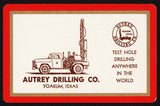 Vintage single playing card AUTREY DRILLING CO truck pictured red Yoakum Texas