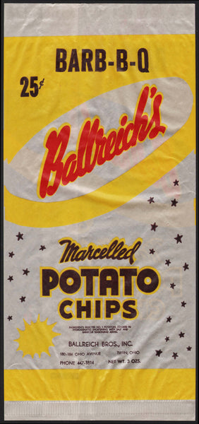 Vintage bag BALLREICHS POTATO CHIPS 25 cents Tiffin Ohio new old stock n-mint