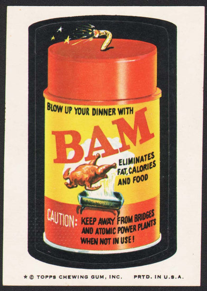 Vintage Topps Wacky Packages original sticker tan back BAM Eliminates Food