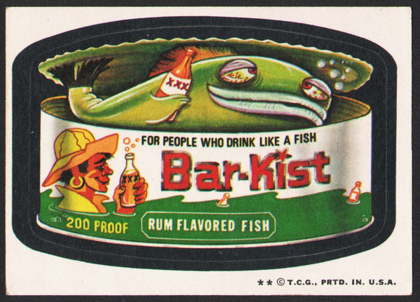 Vintage Topps Wacky Packages original sticker tan back BAR-KIST Rum Flavor Fish