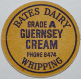 Vintage milk bottle cap BATES DAIRY Guernsey Cream Phone 6474 Burlington Washington