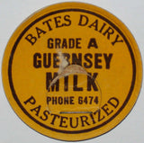 Vintage milk bottle cap BATES DAIRY Guernsey Milk Phone 6474 Burlington Washington