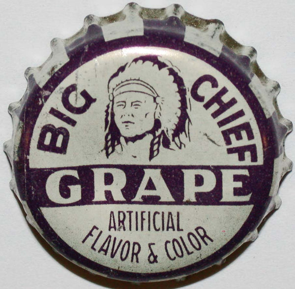 Vintage soda pop bottle cap BIG CHIEF Grape indian pictured cork lined used condition