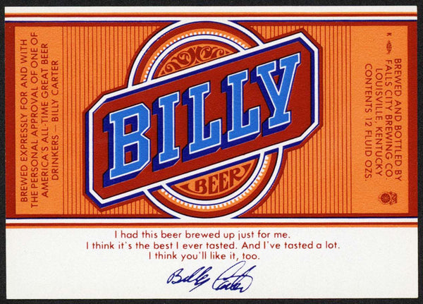 Vintage label BILLY BEER Billy Carter Falls City Brewing Co Louisville Kentucky