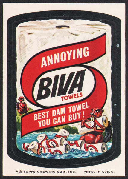 Vintage Topps Wacky Packages original sticker tan back BIVA Towels Annoying