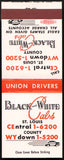 Vintage full matchbook BLACK and WHITE CABS St Louis County taxi cab pictured