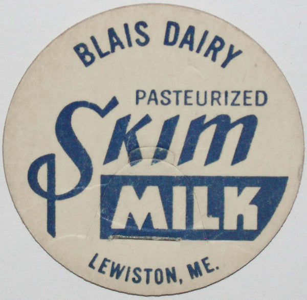 Vintage milk bottle cap BLAIS DAIRY Skim Milk Lewiston Maine unused new old stock