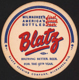 Vintage coaster BLATZ Brewing Better Beer 97th Year 1948 Milwaukee Wisconsin