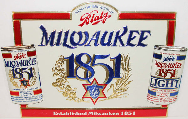 Vintage sign BLATZ MILWAUKEE 1851 beer die cut picturing cans unused n-mint+