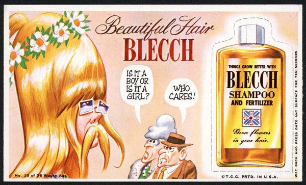 Vintage WACKY AD No 15 of 36 Blecch Shampoo Topps original 1969 marked T.C.G.
