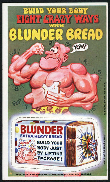Vintage WACKY AD No 7 of 36 Blunder Bread Topps original from 1969 marked T.C.G.
