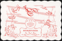 Vintage placemat BOOKBINDERS Sea Food House lobster 3rd Generation Philadelphia PA