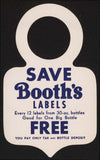 Vintage bottle ringer BOOTHS soda pop Save Labels Free bottle unused n-mint+